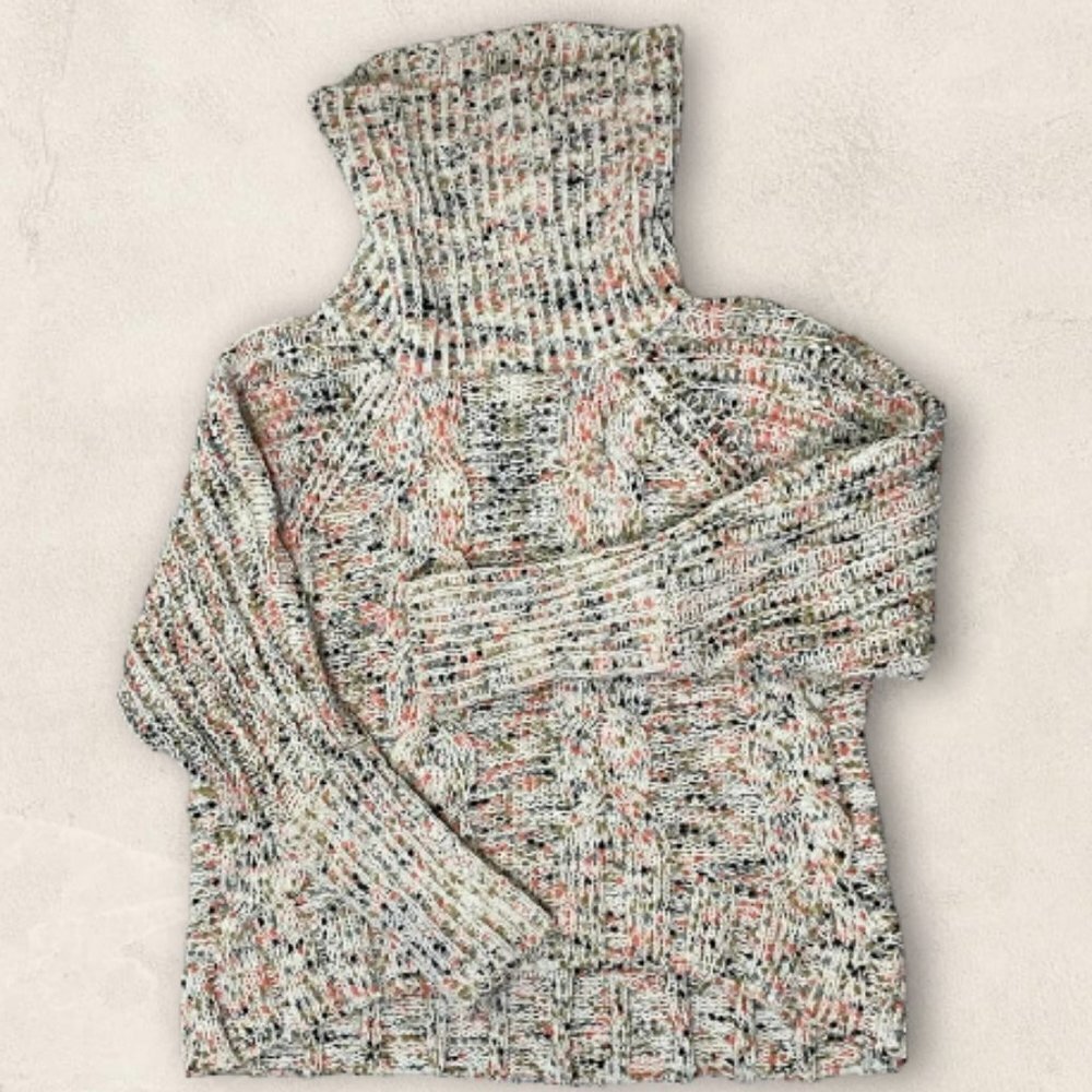 MOON & Madison Turtle Neck Cable Knit Bishop Sleeve Sweater Size XS